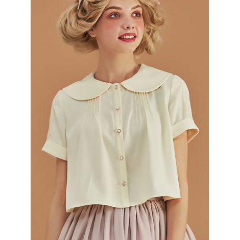 Antique Chair Series Apricot Doll Collar Short Sleeve Classic Lolita Shirt
