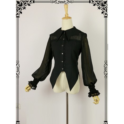 Halloween Black Bat collar Lolita Long Sleeve Shirt
