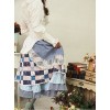 Green House's Anne Series Pastoral Style Black White Lattice Lolita Skirt