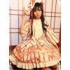 Hyakki Yako Series White And Red Stripes Nine-tailed Fox Printed Lolita Skirt