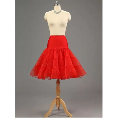 A-line Petticoat Retro Red Voile Lolita Skirt