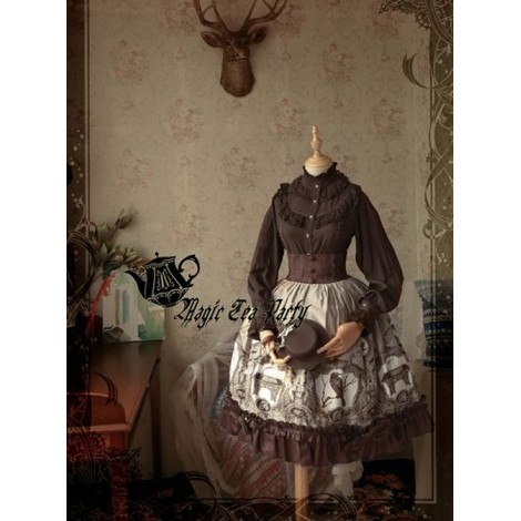 Magic Tea Party Raven And Writing-desk Series Printing High Waist Classic Lolita Skirt