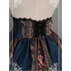 Dark Blue Vintage High Waist Lace Printed Lolita Skirt