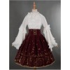 Wine Red Swan Lake Gold Stamping high waist half skirt