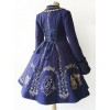 Cinderella Embroidery Version Dark Blue Lolita Winter Thickening And Cashmere Overcoat