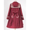 College Style Bowknot Wine Red Navy Collar Lolita Coat