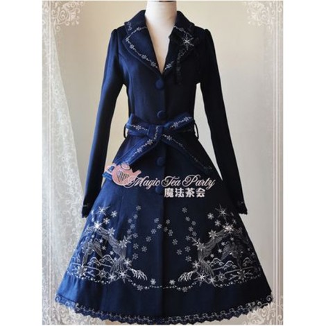 Lolita Navy Blue The Mass Of Winter Embroidery Overcoat