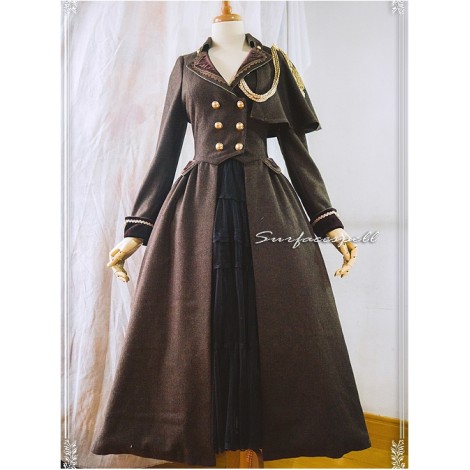 One-shoulder Cloak Riding Style Brown Classic Lolita Coat