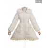White Duck Down Pure Color Sweet Lolita Down Jacket With Detachable Fur Collar