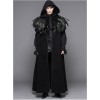Detachable Feathered Shawl Hooded Thickened Men's Long Coat
