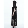 Gothic Halloween Black Lace Witch Perspective Hooded Long Cloak