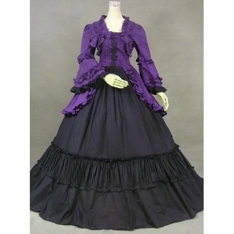 British Style Gorgeous Palace Style Purple And Black Lolita Prom Dress