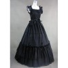 Classic Black Sleeveless Lolita Dress With Ruffled Ribbon Cotton