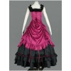 Sleeveless Pink And Black Floral Double-Layer Cotton Lolita Prom Dress