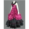 Sleeveless Pink And Black Floral Double-Layer Cotton Lolita Prom Dress
