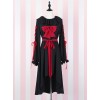 Black Bind Strap Bowknot Gothic Lolita Long Sleeve Dress