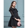 Black Chiffon Slim Stylish Gothic Lolita Long Sleeve Dress