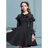 Black Chiffon Slim Stylish Gothic Lolita Long Sleeve Dress