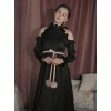Off-shoulder Ruffle Collar Black Gothic Lolita Long Sleeve Dress