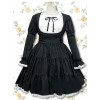 Pure Cotton Black-white Long Sleeves Flounced Gothic Lolita Dress