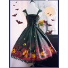 Black And Red Halloween Themed Pumpkin Printed Self Cultivation Skirt