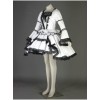 Black And White Long Sleeves Lace Trim Cotton Gothic Lolita Dress
