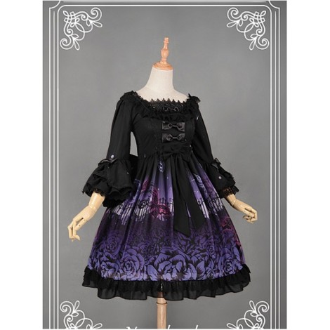 Lace Decorated Square Collar Flouncey  Lolita  Available - Butterfly Cemetery by Souffle Song