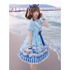 Blue Chiffon Bowknot Navy collar Sweet Lolita Short Sleeve Dress