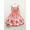 Fashion Cute Cherry Red Strawberry High Waist Sweet Lolita Sling Dress