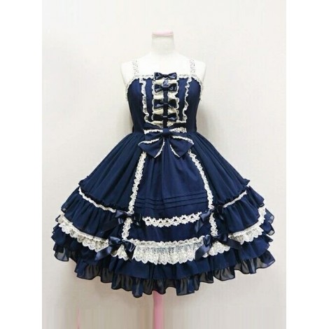 Palace Style Bowknot Lace Classic Lolita Sling Dress