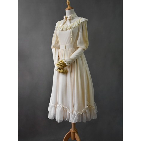 Retro Palace Slim Lace Long Style Classic Lolita Long Sleeve Dress