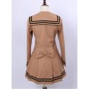 College Style Light Tan Double-breasted Navy Collar Pleated Skirt Pendulum Woolen Lolita Coat
