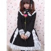 Gorgeous Black Long Sleeves Bow White Lace Lolita Coat