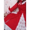 Glamorous Red Long Sleeves Bow White Lace Lolita Coat