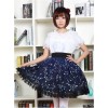 Sweet Dark Blue Constellation Printed Lolita Pleated Skirt