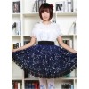 Sweet Dark Blue Constellation Printed Lolita Pleated Skirt