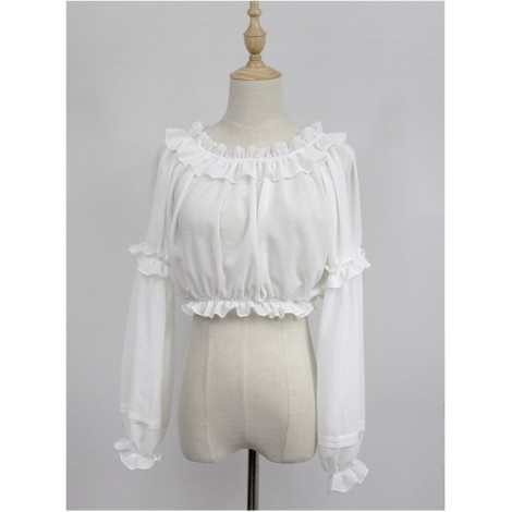 White Round Collar Agaric Laces Bottoming Shirt Lolita Blouse