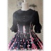 Black Glass Striped Doll Collar Lolita Bubble Sleeve Shirt
