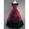 Black And Red Bandage Floral Double-Layer Lolita Prom Dress