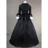 Black And White Short Sleeves Cotton Lolita Prom Dress