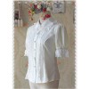 Milky White Elegance Lace Glass Stripes Short Sleeve Lolita Shirt