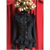 Moon's Elegy Standing Collar Accordion Pleats Black Chiffon Long Sleeve Classic Lolita Shirt
