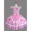 Pink And White Lace Bowknot Sweet Lolita Fly Sleeves Dress