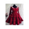 Red Long Sleeves Ruffle Classic Lolita Dress
