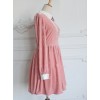 Retro Pink Pleuche Round Collar Long Sleeves Classic Lolita Dress
