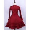 Retro Red Bowknot Ruffles Classic Lolita Long Sleeve Dress