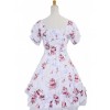 White Floral Classic Square Neck Puff Short Sleeves Cotton Lolita Dress