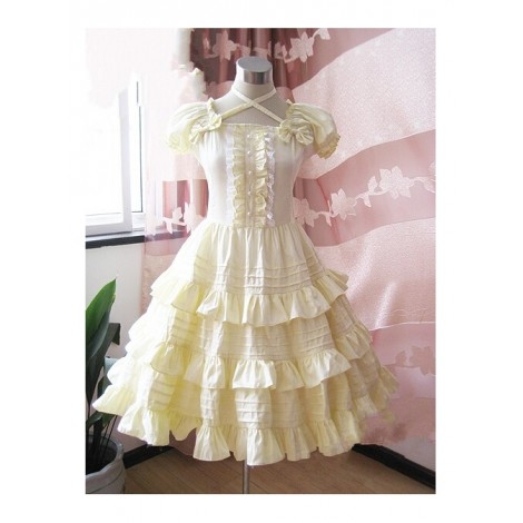 Yellow Short Sleeves Ruffle Sweet Lolita Dress