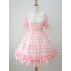 Plaid Chiffon Doll Collar Sweet Lolita Short Sleeve Dress