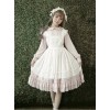 White Apron Dress Lotus Leaf Edge Pastoral Style Lolita Long Sleeve Dress